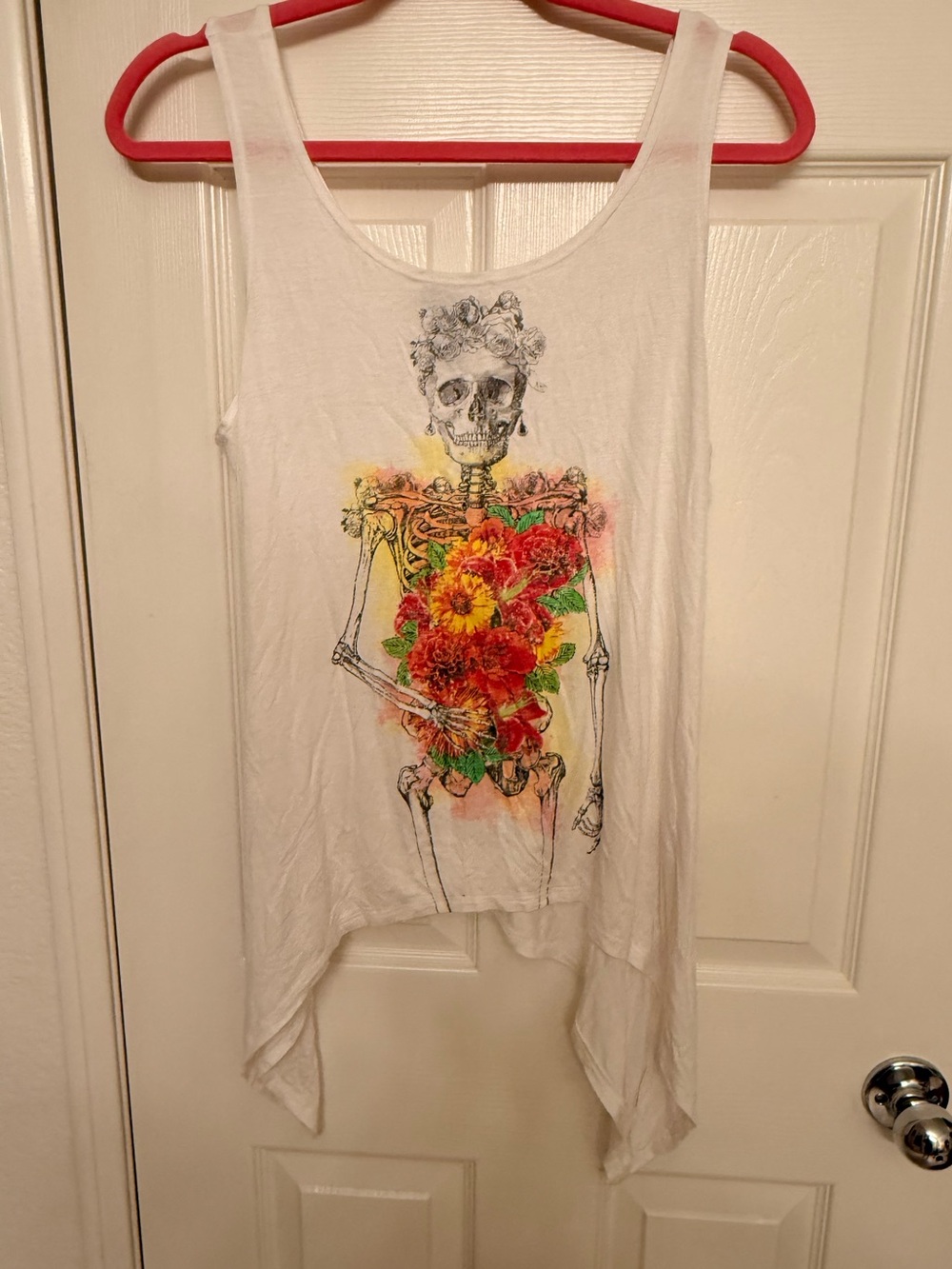 Hot Topic White Floral Skeleton Tank Top -